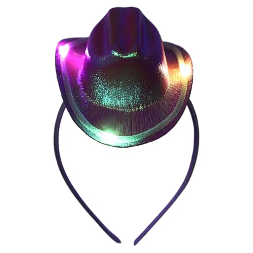 CHICTRY Western-Cowboy-Mini-Hut-Stirnband Breite Krempe Cowgirl-Hüte Glitzer-Zylinderhut für Halloween-Disco-Party Typ 9 Einheitsgröße von CHICTRY