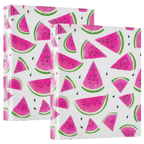 3,5 cm Ordner, 3 Ringe, 2 Stück, niedliche rosa Wassermelonenscheiben, dekorativer Drei-Ringordner mit rutschfestem Clip, grundlegender Ordner-Organizer für Arbeit, Schule, Büro von CHIFIGNO