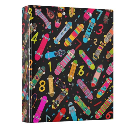 3,5 cm große Ordner mit 3 Ringen, niedliche Skateboard-Zahlen, schwarz, dekorativer Drei-Ringordner für 200 Blatt, grundlegender Ordner-Organizer für Schule, Bürobedarf, 1 Packung 3,5 cm große Ordner mit 3 Ringen, niedliche Skateboard-Zahlen, schwarz, dekorativer Drei-Ringordner für 200 Blatt, grundlegender Ordner-Organizer für Schule, Bürobedarf, 1 Packung von CHIFIGNO