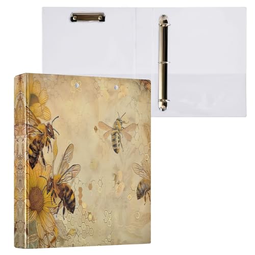 3,5 cm großer Ordner mit 3 Ringen, Vintage-Bienen und Sonnenblumen, niedlicher Ordner, drei Ringe für 200 Blatt, langlebige Basisordner für Schule, Büro, Zuhause, 1 Packung 3,5 cm großer Ordner mit 3 Ringen, Vintage-Bienen und Sonnenblumen, niedlicher Ordner, drei Ringe für 200 Blatt, langlebige Basisordner für Schule, Büro, Zuhause, 1 Packung von CHIFIGNO