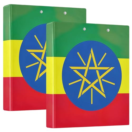 3,8 cm Ordner, 3 Ringe, 2 Stück, Äthiopien-Flagge, drei Ringbücher, dekorativ, hält 200 Blatt, Basisbuch, Notizbuch für Schule, Büro, Zuhause 3,8 cm Ordner, 3 Ringe, 2 Stück, Äthiopien-Flagge, drei Ringbücher, dekorativ, hält 200 Blatt, Basisbuch, Notizbuch für Schule, Büro, Zuhause von CHIFIGNO