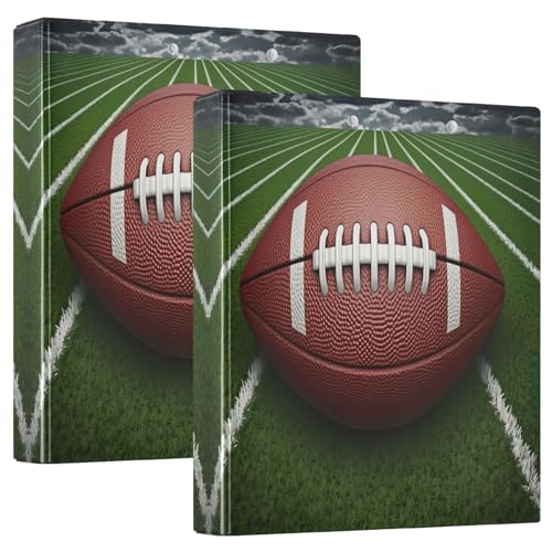 3,8 cm Ordner, 3 Ringe, 2 Stück, American Football, dekoratives süßes Drei-Ringbuch mit 3 Innentaschen, Notizbuchordner für Schulbedarf von CHIFIGNO