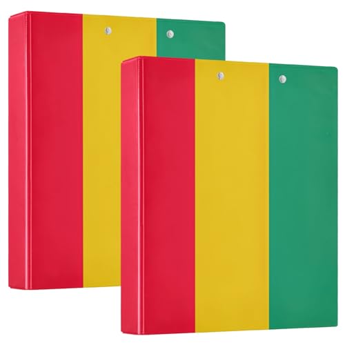 3,8 cm Ordner, 3 Ringe, 2 Stück, Guinea-Flagge, Nationalguinea, dekorativer Drei-Ringordner mit rutschfestem Metallclip, Basisbuch, Notizbuch für Schule, Büro, Zuhause 3,8 cm Ordner, 3 Ringe, 2 Stück, Guinea-Flagge, Nationalguinea, dekorativer Drei-Ringordner mit rutschfestem Metallclip, Basisbuch, Notizbuch für Schule, Büro, Zuhause von CHIFIGNO