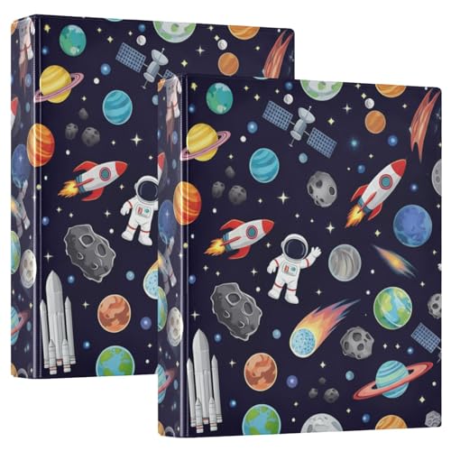3,8 cm Ordner, 3 Ringe, 2 Stück, niedlicher Weltraum-Astronauten-Ringbuch, schwarz, rund, hält 200 Blatt, grundlegender Ordner-Organizer für Schule, Bürobedarf 3,8 cm Ordner, 3 Ringe, 2 Stück, niedlicher Weltraum-Astronauten-Ringbuch, schwarz, rund, hält 200 Blatt, grundlegender Ordner-Organizer für Schule, Bürobedarf von CHIFIGNO
