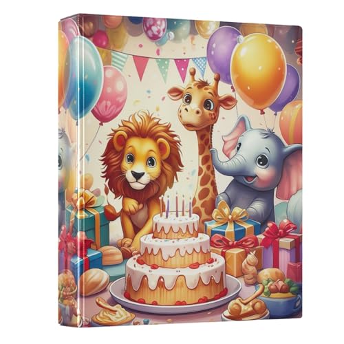 3,8 cm Ringbuch, niedlicher Geburtstag, Cartoon-Tiere, runder Ringbuch für 200 Blatt, vielseitige Ordner für Arbeit, Schule, Büro, 1 Packung 3,8 cm Ringbuch, niedlicher Geburtstag, Cartoon-Tiere, runder Ringbuch für 200 Blatt, vielseitige Ordner für Arbeit, Schule, Büro, 1 Packung von CHIFIGNO