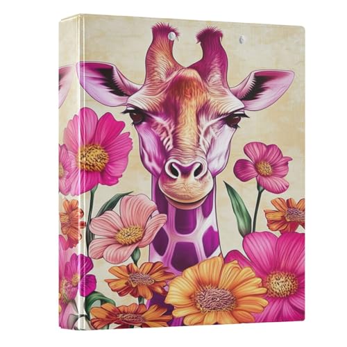 3,8 cm große Ordner mit 3 Ringen, lustige Giraffe, bunte Blumen, dekorativ, niedlich, 3-Ringbuch für 200 Blatt, Notizbuchordner für Schule, Büro, Zuhause, 1 Stück 3,8 cm große Ordner mit 3 Ringen, lustige Giraffe, bunte Blumen, dekorativ, niedlich, 3-Ringbuch für 200 Blatt, Notizbuchordner für Schule, Büro, Zuhause, 1 Stück von CHIFIGNO