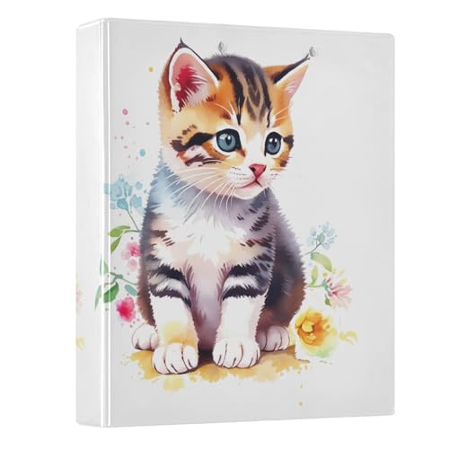 3,8 cm große Ordner mit 3 Ringen, niedliche Katze, Blumen, weiß, dekorativer Drei-Ringordner mit rutschfestem Clip, Basisbuch, Notizbuch für Schule, Büro, Zuhause, 1 Stück 3,8 cm große Ordner mit 3 Ringen, niedliche Katze, Blumen, weiß, dekorativer Drei-Ringordner mit rutschfestem Clip, Basisbuch, Notizbuch für Schule, Büro, Zuhause, 1 Stück von CHIFIGNO