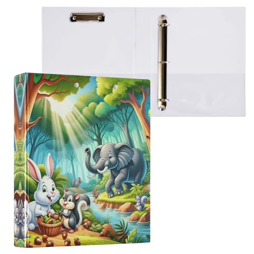 3,8 cm großer Ordner mit 3 Ringen, Cartoon-Tiere, drei Ringbücher, dekorativ mit 3 Innentaschen, einfacher Ordner-Organizer für Schulbedarf, 1 Packung von CHIFIGNO