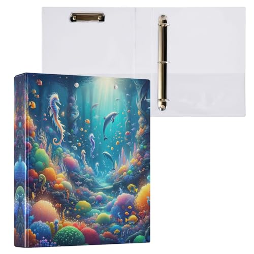 3,8 cm großer Ordner mit 3 Ringen, Sea World Seepferdchen, Delfin, dekorativ, niedlicher Drei-Ringordner mit rutschfestem Metallclip, grundlegender Ordner-Organizer für Arbeit, Schule, Büro, 1 Stück 3,8 cm großer Ordner mit 3 Ringen, Sea World Seepferdchen, Delfin, dekorativ, niedlicher Drei-Ringordner mit rutschfestem Metallclip, grundlegender Ordner-Organizer für Arbeit, Schule, Büro, 1 Stück von CHIFIGNO