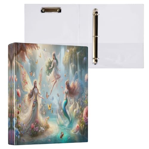 3 Ringbinder, Fee Meerjungfrau, dekoratives Drei-Ringbuch für 200 Blatt, D-Ringbuch für Schule, Bürobedarf, 1 Packung von CHIFIGNO