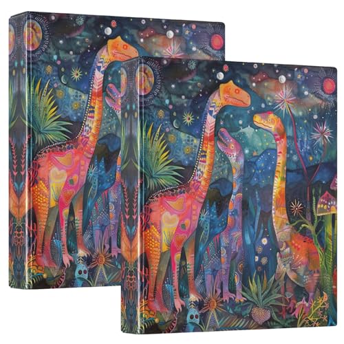 3-Ringbuch, 3,8 cm, 2 Stück, magische Dinosaurier-Drei-Ringbinder, dekorativ mit rutschfestem Metallclip, Basisbuch, Notizbuch für Schulbedarf von CHIFIGNO