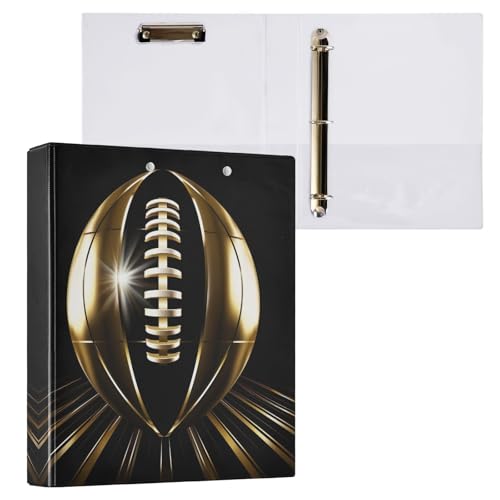 3-Ringbuch, 3,8 cm, Schwarz / Gold, American Football, dekoratives süßes Drei-Ringbuch mit 3 Innentaschen, einfaches Ordnungsbuch für Schule, Bürobedarf, 1 Packung 3-Ringbuch, 3,8 cm, Schwarz / Gold, American Football, dekoratives süßes Drei-Ringbuch mit 3 Innentaschen, einfaches Ordnungsbuch für Schule, Bürobedarf, 1 Packung von CHIFIGNO