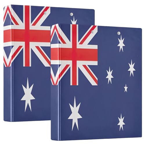 3-Ringbuch mit Australien-Flagge, 3,8 cm, langlebig, Basic Ordner mit 3 Innentaschen, niedlicher Ordner, drei Ringe für Schule, Bürobedarf, 2 Stück 3-Ringbuch mit Australien-Flagge, 3,8 cm, langlebig, Basic Ordner mit 3 Innentaschen, niedlicher Ordner, drei Ringe für Schule, Bürobedarf, 2 Stück von CHIFIGNO