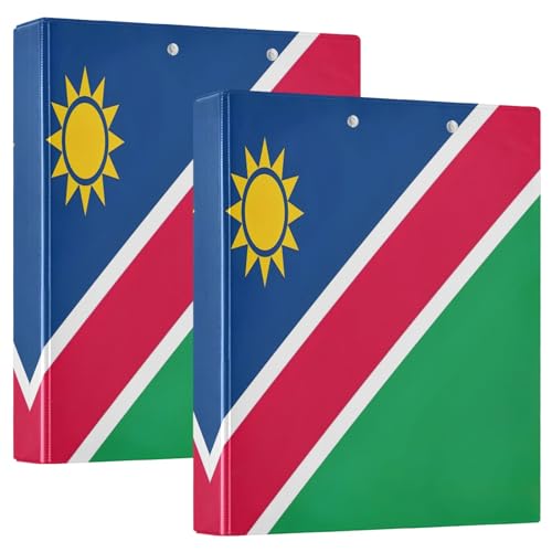 3-Ringbuch mit Namibia-Flagge, 3,8 cm, für 200 Blatt, 3-Ringordner, dekorativer Basisordner für Schulbedarf, 2 Stück von CHIFIGNO