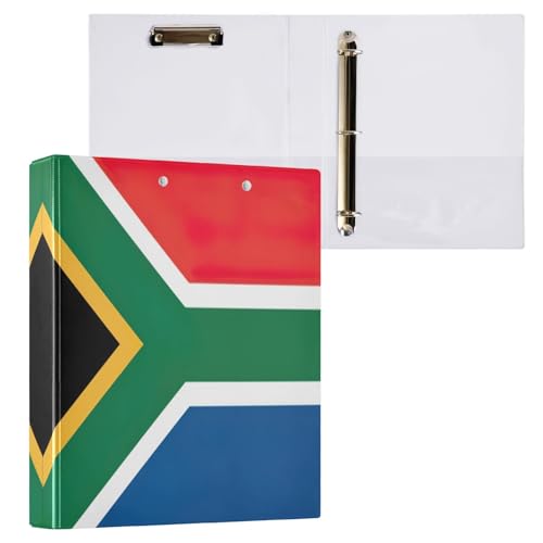 3-Ringbuch mit Südafrika-Flagge, 3,8 cm, einfacher Ordner, Organizer für 200 Blatt, dekorativer Drei-Ringordner für Schule, Büro, 1 Packung von CHIFIGNO