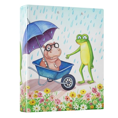 3 Ringbücher, niedliches Nilpferd, Frosch, Blumen, dekorativ, niedlich, 3-Ringbuch mit rutschfestem Clip, einfacher Ordner-Organizer für Schule, Büro, 1 Packung 3 Ringbücher, niedliches Nilpferd, Frosch, Blumen, dekorativ, niedlich, 3-Ringbuch mit rutschfestem Clip, einfacher Ordner-Organizer für Schule, Büro, 1 Packung von CHIFIGNO