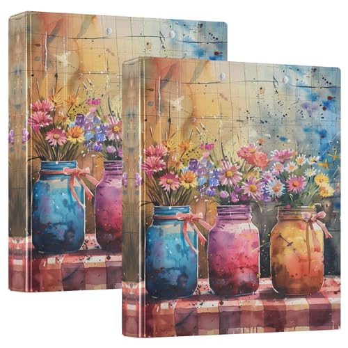 3-Ringbücher mit 3 Ringen, 3,8 cm, bunt, Frühlingsblumen, dekorativer Drei-Ringordner mit rutschfestem Clip, D-Ringbuch für Schule, Büro, Zuhause, 2 Stück 3-Ringbücher mit 3 Ringen, 3,8 cm, bunt, Frühlingsblumen, dekorativer Drei-Ringordner mit rutschfestem Clip, D-Ringbuch für Schule, Büro, Zuhause, 2 Stück von CHIFIGNO