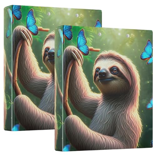 3 Ringbücher mit 3 Ringen, 3 Stück, lustiges Faultier blaue Schmetterlinge, dekoratives süßes Drei-Ringbuch mit 3 Innentaschen, einfaches Notizbuch für Schulbedarf 3 Ringbücher mit 3 Ringen, 3 Stück, lustiges Faultier blaue Schmetterlinge, dekoratives süßes Drei-Ringbuch mit 3 Innentaschen, einfaches Notizbuch für Schulbedarf von CHIFIGNO
