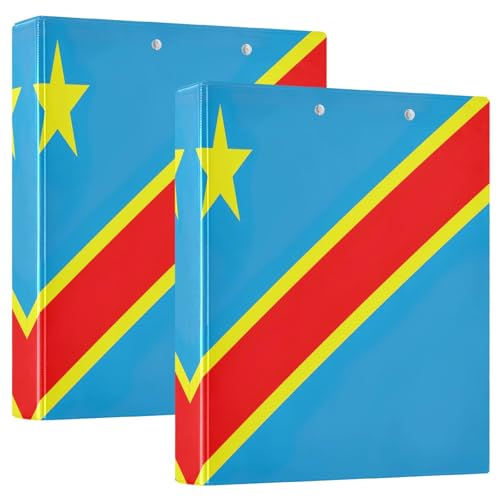 3-Ringbücher mit Kongo-Flagge, 3,8 cm, Basisbuch, Notizbuch für 200 Blatt, dekoratives Drei-Ringbuch für Schulbedarf, 2 Stück 3-Ringbücher mit Kongo-Flagge, 3,8 cm, Basisbuch, Notizbuch für 200 Blatt, dekoratives Drei-Ringbuch für Schulbedarf, 2 Stück von CHIFIGNO