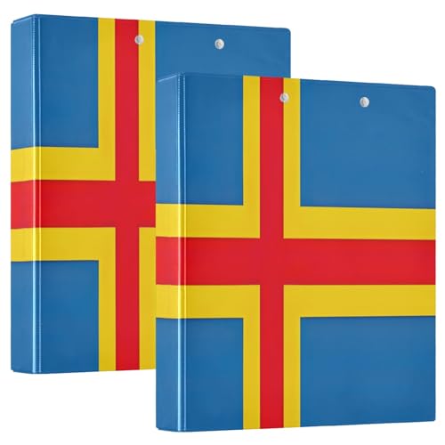 3 Ringe 2 Stück, Aland-Insel-Flagge, dekorativer Drei-Ringordner für 200 Blatt, D-Ringbuch für Schule, Bürobedarf von CHIFIGNO