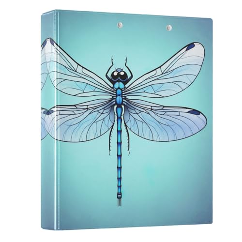 3-Ringordner mit niedlichem Libellen-Design, 3,8 cm, einfacher Ordner-Organizer mit rutschfestem Clip, niedlicher Ordner mit drei Ringen für Schulbedarf, 1 Packung von CHIFIGNO