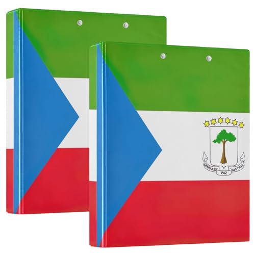 Äquatorialguinea-Flagge, 3 Ringordner, 3,8 cm, dekorativer niedlicher Ordner mit rutschfestem Metallclip, Basisordner für Schulbedarf, 2 Stück Äquatorialguinea-Flagge, 3 Ringordner, 3,8 cm, dekorativer niedlicher Ordner mit rutschfestem Metallclip, Basisordner für Schulbedarf, 2 Stück von CHIFIGNO