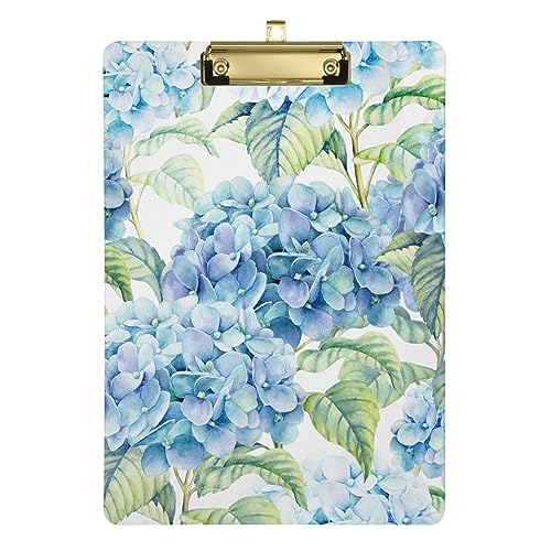 Acryl-Klemmbretter, blaue Hortensie, Aquarell-Schreibtafel, A4, Standardgröße, Klemmbrett, Hartfaserplatte für Frauen, Männer, Lehrer, Krankenschwestern, niedriges Profil, silberner Clip, einziehbare Acryl-Klemmbretter, blaue Hortensie, Aquarell-Schreibtafel, A4, Standardgröße, Klemmbrett, Hartfaserplatte für Frauen, Männer, Lehrer, Krankenschwestern, niedriges Profil, silberner Clip, einziehbare von CHIFIGNO