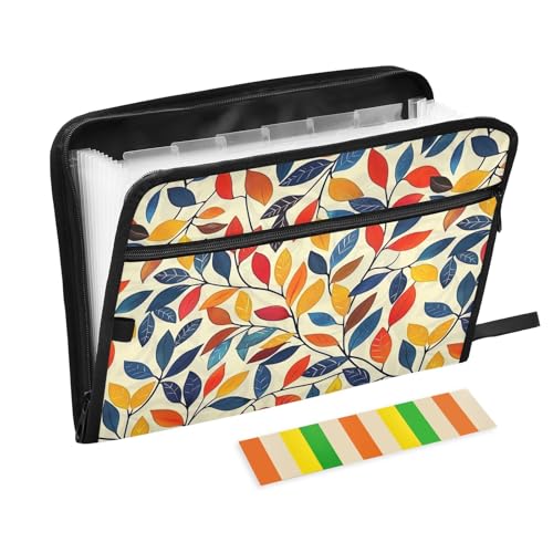Akkordeon-Aktenordner im Vintage-Stil, mit Reißverschluss, 13 Fächer, Fächermappe mit Etiketten, A4, Briefgröße, Aktenordner, Schule, Klassenzimmer Akkordeon-Aktenordner im Vintage-Stil, mit Reißverschluss, 13 Fächer, Fächermappe mit Etiketten, A4, Briefgröße, Aktenordner, Schule, Klassenzimmer von CHIFIGNO