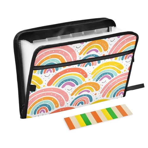 Akkordeon-Aktenordner mit niedlichem Cartoon-Regenbogen, mit Reißverschluss, 13 Fächer, Fächermappe mit Etiketten, A4, Briefgröße, Dokumenten-Organizer für Reisen, Büro, Schule Akkordeon-Aktenordner mit niedlichem Cartoon-Regenbogen, mit Reißverschluss, 13 Fächer, Fächermappe mit Etiketten, A4, Briefgröße, Dokumenten-Organizer für Reisen, Büro, Schule von CHIFIGNO