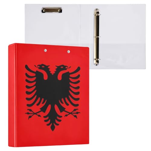 Albanien-Flagge, 3,8 cm Ordner, 3 Ringe, dekorativer Drei-Ringordner mit rutschfestem Metallclip, Notizbuch, Ordner für Arbeit, Schule, Büro, 1 Packung Albanien-Flagge, 3,8 cm Ordner, 3 Ringe, dekorativer Drei-Ringordner mit rutschfestem Metallclip, Notizbuch, Ordner für Arbeit, Schule, Büro, 1 Packung von CHIFIGNO