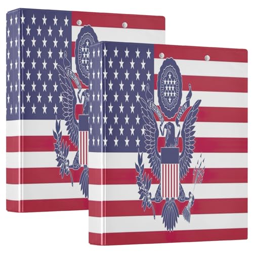 American USA Great Seal 3,5 cm Ordner mit 3 Ringen, einfacher Ordner-Organizer mit 3 Innentaschen, drei Ringbüchern, dekorativ für Schule, Büro, Zuhause, 2 Stück von CHIFIGNO