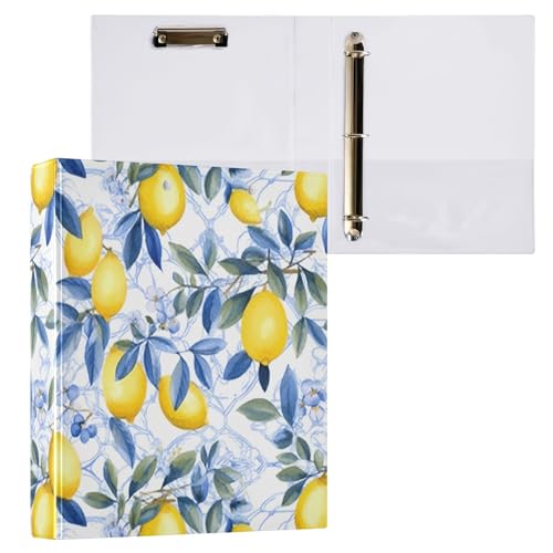 Aquarell-Zitronen-Ordner 3,8 cm, 3 Ringe mit 3 Innentaschen, drei Ringordner, dekorativ, vielseitig, für Schule, Büro, Zuhause, 1 Stück Aquarell-Zitronen-Ordner 3,8 cm, 3 Ringe mit 3 Innentaschen, drei Ringordner, dekorativ, vielseitig, für Schule, Büro, Zuhause, 1 Stück von CHIFIGNO