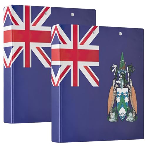 Ascension Island National Flag British Overseas 3-Ringbuch, 3,8 cm, einfacher Ordner-Organizer mit 3 Innentaschen, drei Ringbüchern, dekorativ für Schule, Büro, 2 Stück von CHIFIGNO
