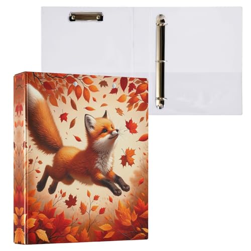 Autumn Leaves Jumping Fox 3-Ringbuch, 3,8 cm, langlebige Basisordner mit 3 Innentaschen, niedlicher Ordner, drei Ringe, für Arbeit, Schule, Büro, 1 Stück Autumn Leaves Jumping Fox 3-Ringbuch, 3,8 cm, langlebige Basisordner mit 3 Innentaschen, niedlicher Ordner, drei Ringe, für Arbeit, Schule, Büro, 1 Stück von CHIFIGNO
