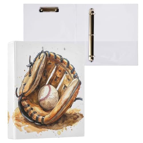 Baseball-Handschuh-Ordner mit 3 Ringen, 3,8 cm, einfacher Ordner-Organizer mit 3 Innentaschen, dekoratives Drei-Ringbuch für Schule, Büro, Zuhause, 1 Stück von CHIFIGNO