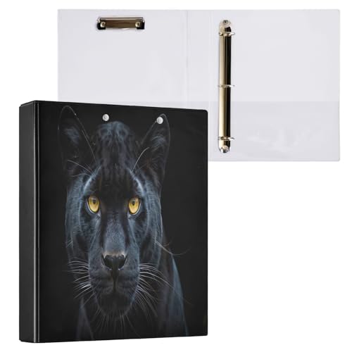 Black Leopard 3,8 cm Ordner mit 3 Ringen, haltbar, mit rutschfestem Clip, dekorativer Drei-Ringordner für Arbeit, Schule, Büro, 1 Stück von CHIFIGNO