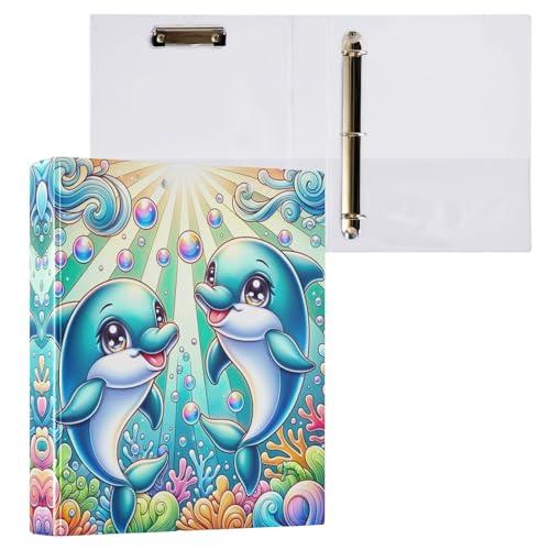 Blue Dolphins Ringbuch mit 3 Ringen, 3,8 cm, für 200 Blatt, dekorativer niedlicher Drei-Ringordner, Organizer für Arbeit, Schule, Büro, 1 Packung Blue Dolphins Ringbuch mit 3 Ringen, 3,8 cm, für 200 Blatt, dekorativer niedlicher Drei-Ringordner, Organizer für Arbeit, Schule, Büro, 1 Packung von CHIFIGNO