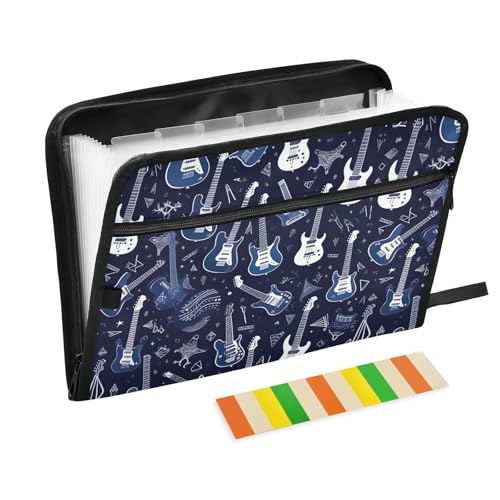 Blue Guitars Fächermappe mit Reißverschluss, Fächermappe mit Etiketten, 13 Taschen, Akkordeon-Aktenordner für Dokumente, A4, Briefform, Schule, Bürobedarf Blue Guitars Fächermappe mit Reißverschluss, Fächermappe mit Etiketten, 13 Taschen, Akkordeon-Aktenordner für Dokumente, A4, Briefform, Schule, Bürobedarf von CHIFIGNO