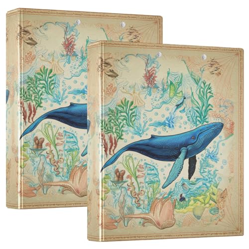 Blue Whale Vintage 3,8 cm Ringbuch mit 3 Ringen, runder Ringordner mit rutschfestem Clip, langlebig, Basisordner für Schule, Bürobedarf, 2 Stück Blue Whale Vintage 3,8 cm Ringbuch mit 3 Ringen, runder Ringordner mit rutschfestem Clip, langlebig, Basisordner für Schule, Bürobedarf, 2 Stück von CHIFIGNO