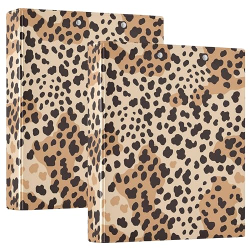 Brauner Leopardenmuster, 3 Ringordner, 3 Ringe, dekorativ mit rutschfestem Metallclip, D-Ringbuch für Arbeit, Schule, Büro, 2 Stück Brauner Leopardenmuster, 3 Ringordner, 3 Ringe, dekorativ mit rutschfestem Metallclip, D-Ringbuch für Arbeit, Schule, Büro, 2 Stück von CHIFIGNO