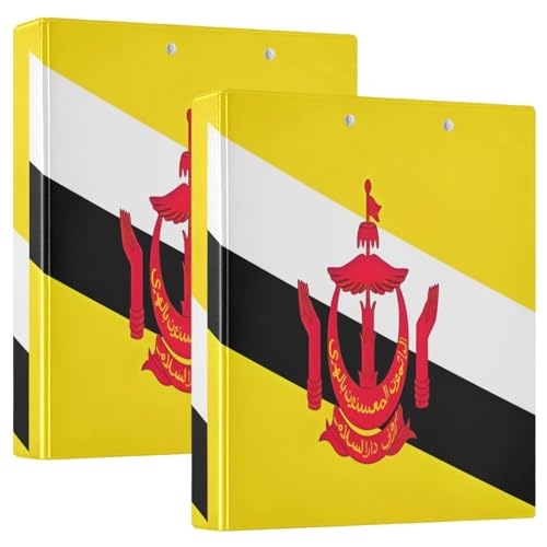 Brunei-Flagge, 3,8 cm, 3 Ringe für 200 Blatt, dekorativer niedlicher Drei-Ringbuch, vielseitige Ordner für Schule, Büro, 2 Stück Brunei-Flagge, 3,8 cm, 3 Ringe für 200 Blatt, dekorativer niedlicher Drei-Ringbuch, vielseitige Ordner für Schule, Büro, 2 Stück von CHIFIGNO