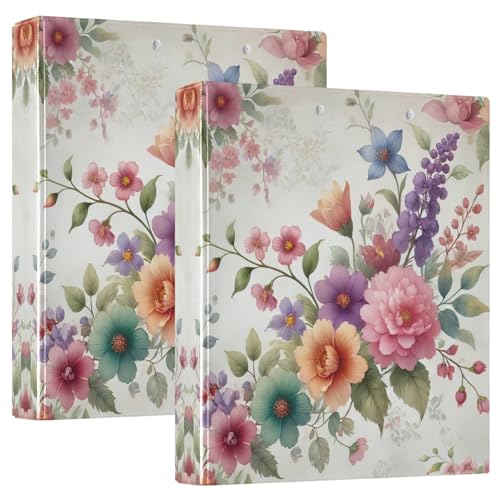 Bunte Blumen Vintage 3 Ringe Ordner 3,8 cm mit Anti-Rutsch-Clip, runder Ringbuch D-Ringbuch für Arbeit, Schule, Büro, 2 Stück Bunte Blumen Vintage 3 Ringe Ordner 3,8 cm mit Anti-Rutsch-Clip, runder Ringbuch D-Ringbuch für Arbeit, Schule, Büro, 2 Stück von CHIFIGNO