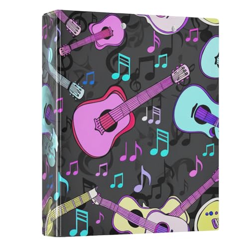 Bunte Gitarren, Musiknoten, Grau, 3,5 cm, 3 Ringe für 200 Blatt, Drei-Ringbuch, dekoratives Basisbuch, Notizbuch für Arbeit, Schule, Büro, 1 Stück Bunte Gitarren, Musiknoten, Grau, 3,5 cm, 3 Ringe für 200 Blatt, Drei-Ringbuch, dekoratives Basisbuch, Notizbuch für Arbeit, Schule, Büro, 1 Stück von CHIFIGNO