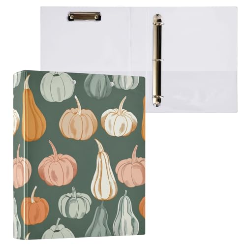 Bunte Kürbisse und Kürbisse, 3,8 cm, 3 Ringe für 200 Blatt, runder Ringbuch, Notizbuch für Schule, Büro, 1 Packung von CHIFIGNO