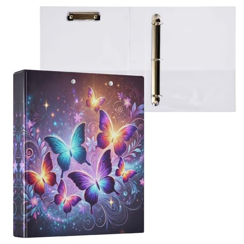 Bunte Schmetterlinge, lebendige florale Wirbel, 3,8 cm, 3 Ringe mit rutschfestem Clip, runder Ringbuch, langlebig, Basisordner für Schule, Bürobedarf, 1 Packung Bunte Schmetterlinge, lebendige florale Wirbel, 3,8 cm, 3 Ringe mit rutschfestem Clip, runder Ringbuch, langlebig, Basisordner für Schule, Bürobedarf, 1 Packung von CHIFIGNO