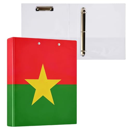 Burkina Faso Flagge, 3,8 cm, 3-Ringbuch, Notizbuch mit 3 Innentaschen, dekoratives süßes Drei-Ringbuch für Schule, Bürobedarf, 1 Packung von CHIFIGNO