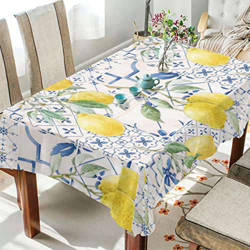 CHIFIGNO Sizilianischer italienischer Stil Zitronen-Tischdecken Tischdecken Polyester Tischdecke für Urlaub, Küche, Esszimmer, Party, Picknick, 152,4 x 228,9 cm von CHIFIGNO