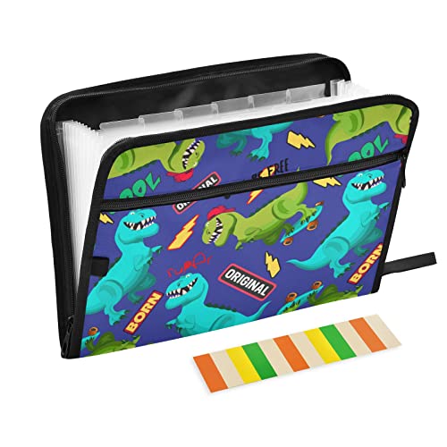 Cartoon Cool Dinosaurier Expanding Organizer File Folder Letter Size, 13 Pockets Expandable File Folders Akkordeon Document Organizer for Home Work Travel von CHIFIGNO