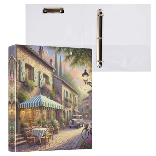 Charming Street Scenes, 3,8 cm Ordner, 3 Ringe, dekorativer niedlicher Ordner für 200 Blatt, D-Ringbücher für Schule, Bürobedarf, 1 Packung von CHIFIGNO