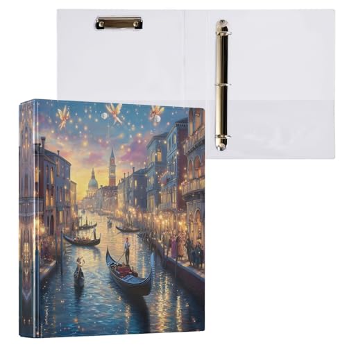 City C Blue 3-Ringbuch, 3,8 cm, D-Ringbuch mit 3 Innentaschen, Drei-Ringbuch, dekorativ für Schule, Bürobedarf, 1 Packung von CHIFIGNO